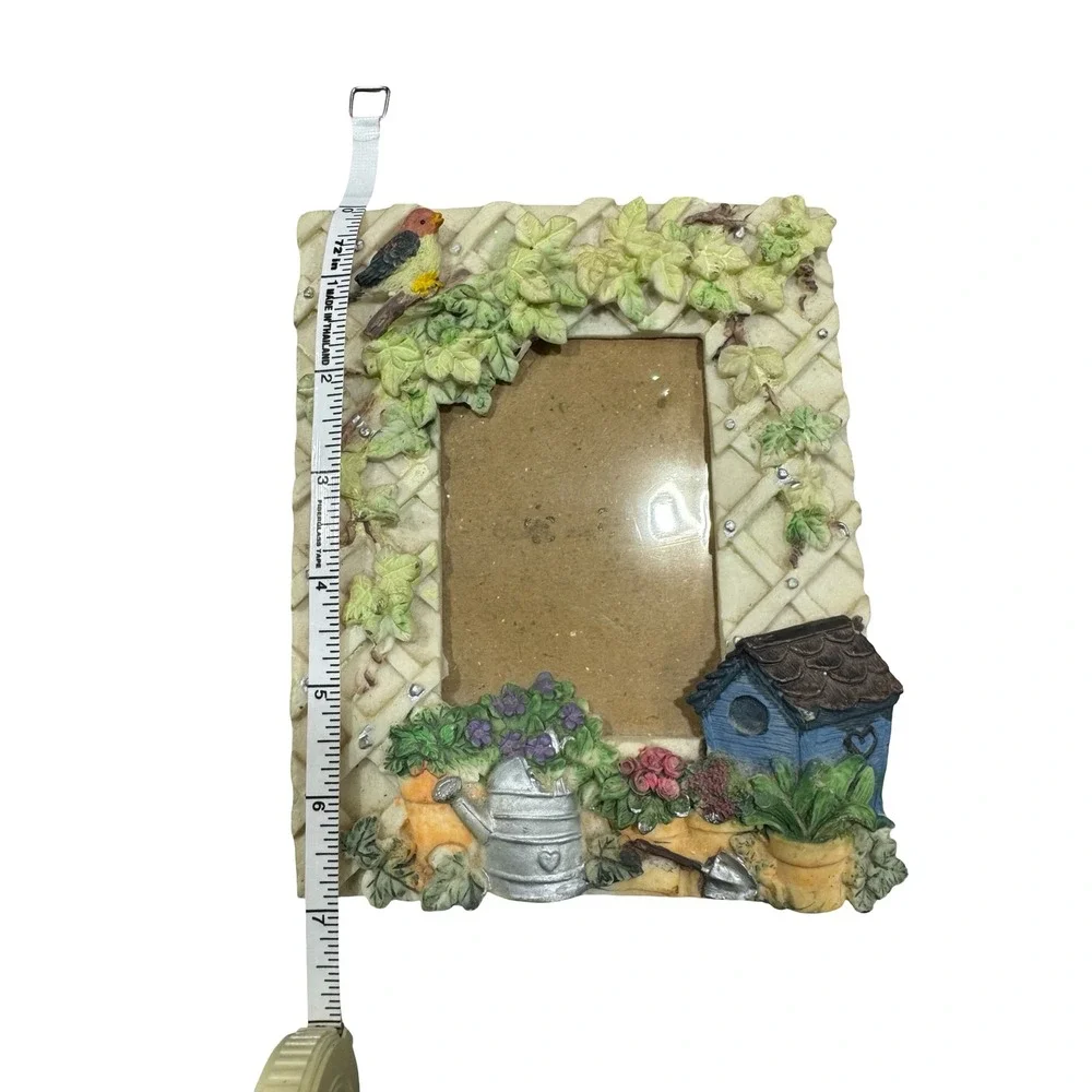 Vintage 3D Garden Photo Frame Birdhouse Floral Cottagecore Shabby Chic Decor